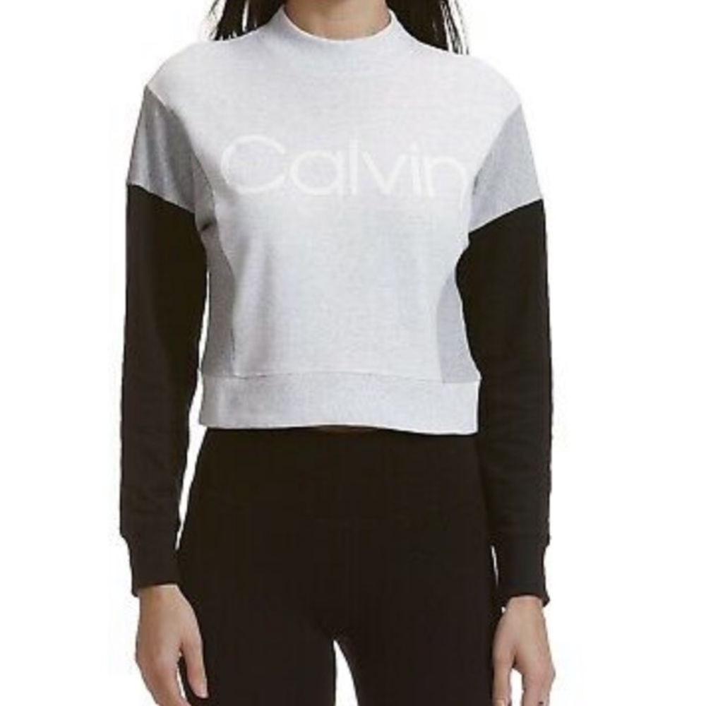 Calvin Klein Performance Colorblock Logo Sweatshirt Cropped Top